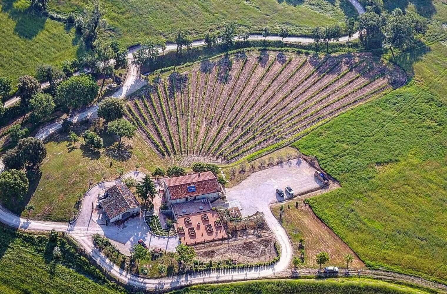 Aerial view of Chiesa del Carmine in Umbria