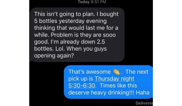 Customer chat in sms for wine ordering