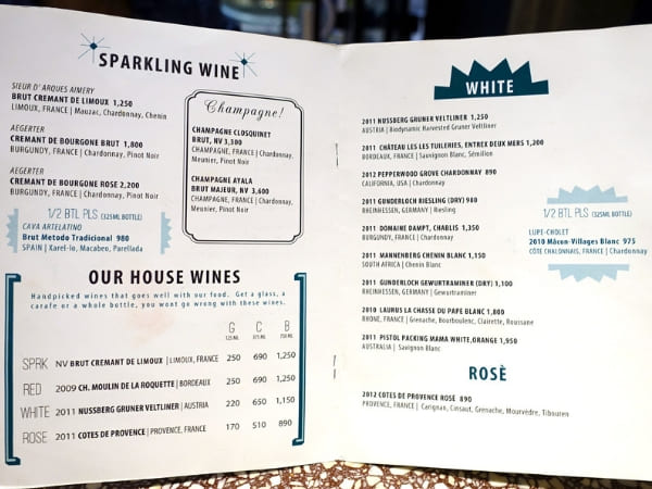 Wine list