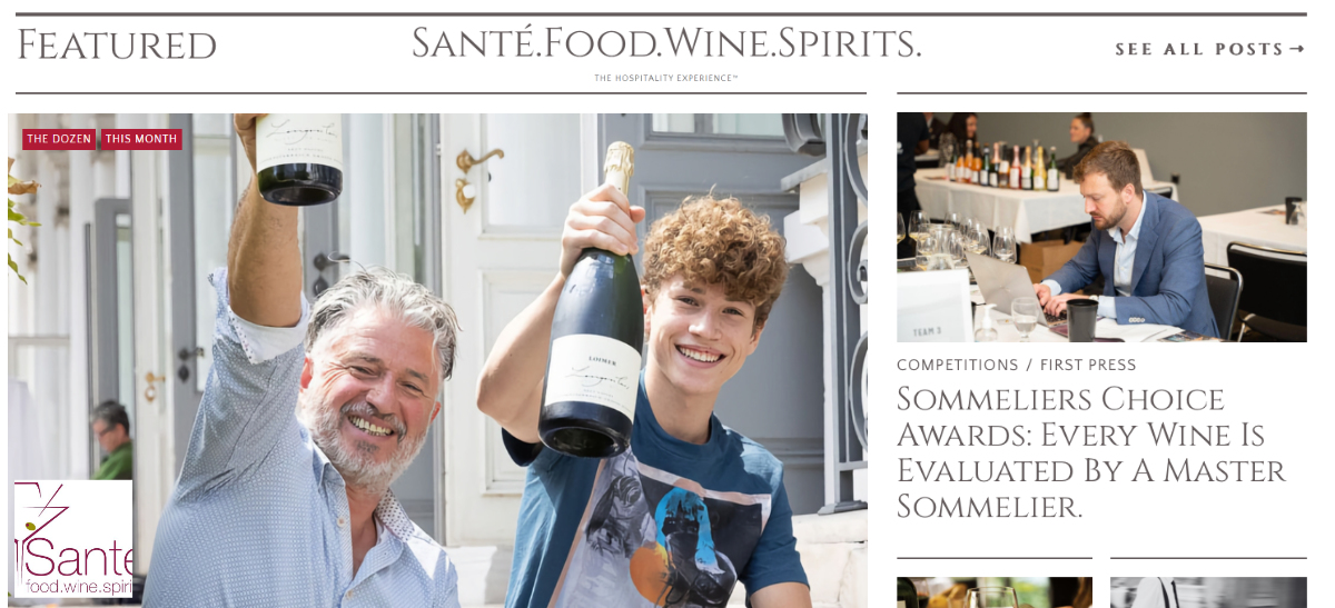 Photo for: Sommeliers Choice Awards Announces Press Partnership with Santé Magazine