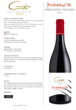 Logo for: Cantine Guidi 1929  Sangiovese Tuscan IGT- RUGGENTE