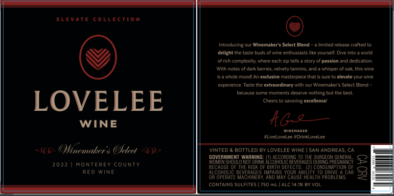 Logo for: LoveLee Wine Winemaker's Select Red Blend