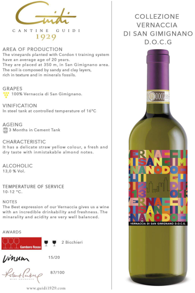 Photo for: Cantine Guidi1929 Vernaccia di San Gimignano DOCG Selezione