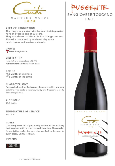 Photo for: Cantine Guidi 1929  Sangiovese Tuscan IGT- RUGGENTE