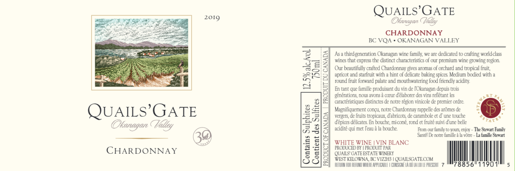 Photo for: 2019 Quails' Gate Chardonnay 