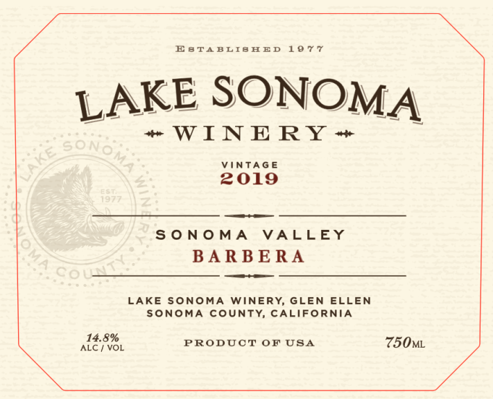 Photo for: 2019 Lake Sonoma Barbera Sonoma County 
