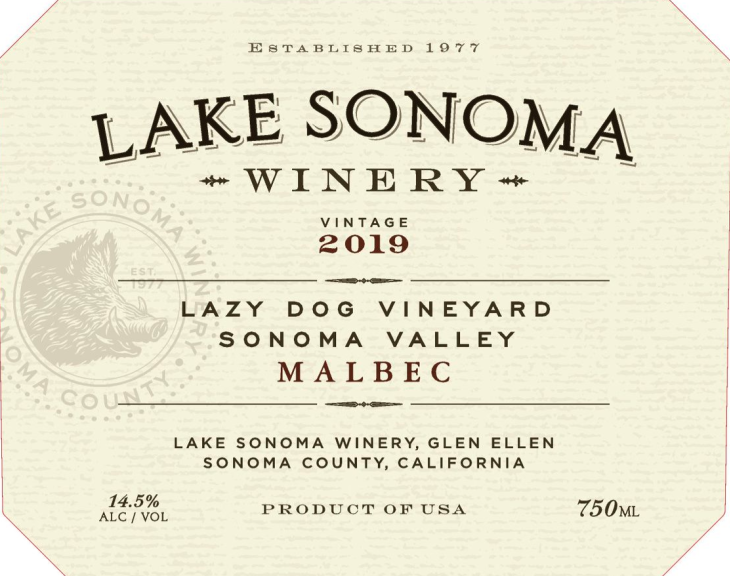 Photo for: 2019 Lazy Dog Vineyard Malbec Sonoma Valley 